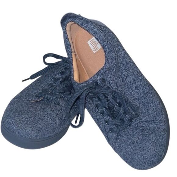 Fitflop Rally Blue Merino Wool Lace Up Sneakers Size 8 - Picture 1 of 10